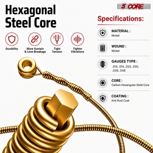 กีตาร์โปร่ง 5 คอร์ 6 สาย รุ่น Light Gauge Steel Carbon Core ให้เสียงใสทรงพลัง ทนทาน รุ่น GS AC คุณภาพพรีเมียม - Product Image 6