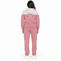 Ensemble de survêtement unisexe MANGOES FASHION rose et gris, en molleton 100 % coton écologique, avec sweat à capuche et pantalon à cordon de serrage