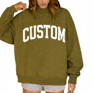 Sweat-shirt pour femme personnalisé avec logo sur le devant, en molleton de coton réversible, écologique, col montant, coupe ample, manches longues, décontracté, automne/hiver - Product Image 2