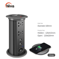 Enchufe Retráctil para Cocina, Interruptor Oculto en la Superficie de la Mesa, Enchufes Motorizados con Elevación, USB, Estándar UK, EU, US, Compatible con Enchufes