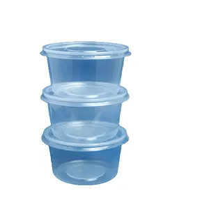 Eco-friendly Storage Boxes Round Shape Plastic Box For Food/Fruit/Salad With Lid Customized Logo Transparent Plastic