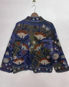 Embroidered Velvet <b>Jacket</b> Handmade Suzani Embroidered Velvet <b>Jacket</b> <b>Kantha</b> Stitched Winter Coat - Product Image 1
