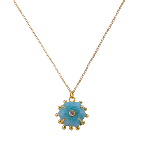 Collar con Colgante de Amazonita Natural - Joyería Hecha a Mano con Engaste de Garra Chapado en Oro de 18K sobre Latón - Product Image 2