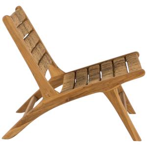 Fauteuil bas moderne et durable en teck massif, style mi-siècle, avec rotin tressé à la main, pour salon, hôtel ou villa. - Product Image 5