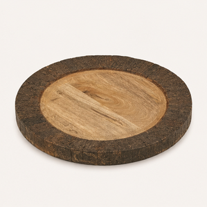 Assiettes de présentation en bois de manguier naturel avec bordure rustique effet écorce, écologiques, rondes, artisanales, pour la table et les événements spéciaux - Product Image 6