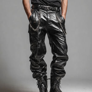 Pantalon de moto en cuir imprimé pour homme, grande taille, été/hiver, pour motard - Product Image 5