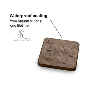 Square Shape <b>Walnut</b> & Oak Wooden Coaster Set. Handcrafted Rounded Edge Drink Mats & Pads For Serving Drinks And <b>Coffee</b> <b>Tables</b> - Product Image 5