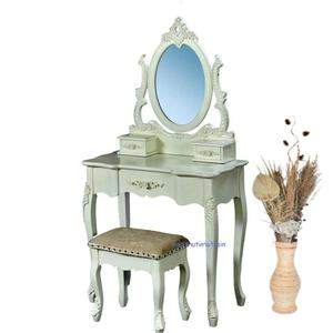 โต๊ะแต่งหน้าไม้มะฮอกกานีแข็งสไตล์ฝรั่งเศสโบราณกระจกตั้งโต๊ะพร้อมที่เก็บของสำหรับบ้านเฟอร์นิเจอร์อพาร์ตเมนต์ - Product Image 3