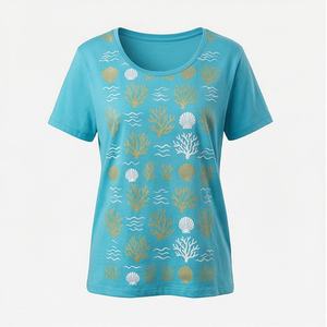 Nueva Llegada, Camisa de Oficina para Mujer, Primavera Otoño, Moda, Estampado Moderno, Vestido Informal para Dama, 240 g/m², 100% Algodón Satinado con Lentejuelas - Product Image 1