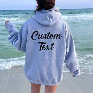 Sweat à capuche surdimensionné respirant personnalisé pour femme avec broderie de logo – Style décontracté streetwear en coton pour l'automne - Product Image 2