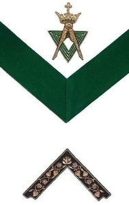 Worshipful Master Allied Masonic Degrees <b>Apron</b> Green Velvet <b>White</b> Body, Adjustable Belt, Premium Regalia Wear - Product Image 2