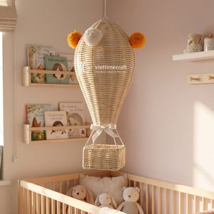 Moderna Cesta de Regalo de Mimbre de Lujo con Decoración de Globo Aerostático de Ratán, Sostenible, para Mesa, Habitación Infantil, Baby Shower, Boda - Product Image 3