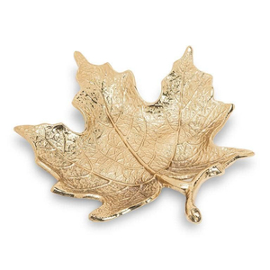 Assiette décorative en métal en forme de feuille, faite à la main, polie, motif végétal, pour table, fruits et collations - Product Image 2