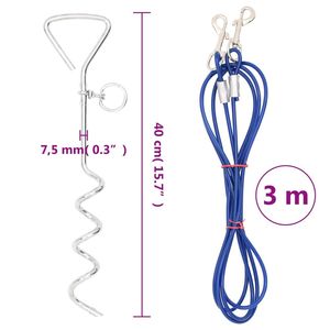 Cable de Acero Galvanizado Azul para Atar Perros, con Recubrimiento de PVC, Correa para Mascotas - Product Image 4