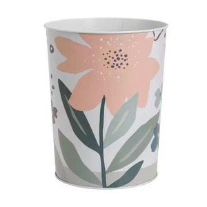 Cubo de Almacenamiento Cilíndrico Ecológico Moderno con Diseño Decorativo de Patrón de Trigo, Cubo de Basura para Interiores/Exteriores con Diseño de Parte Superior Abierta - Product Image 5