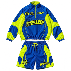 Conjunto de Chaqueta Cortavientos y Pantalones Cortos de Poliéster con Logotipo Personalizado para Hombre, Ropa Deportiva Transpirable, Ligera e Impermeable - Product Image 6