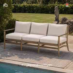 Premium Minimalist <b>Outdoor</b> Garden <b>Sofa</b> Solid Teak Frame Rope Backrest 3 Seater Eco-Friendly Waterproof Patio Resort Villa Hotel - Product Image 1