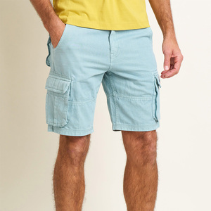 Shorts cargo bleu clair pour homme BE DOT GARMENTS, taille haute, 100% coton, décontractés, avec poches, logo sur le devant, séchage rapide, toile - Product Image 2