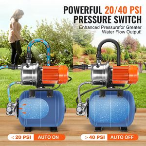 1 HP Automatic Irrigation <b>Water</b> <b>Booster</b> Pump 1000 GPH with 130 ft Head Lift 20/40 PSI Pr Shallow Well <b>Pressure</b> Tank - Product Image 2
