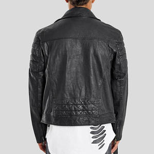 Chaqueta de Motociclista Personalizada para Hombre, de Cuero Genuino Negro, con Hombros Acolchados, Corte Ajustado, Piel de Oveja Suave, Ropa de Calle - Product Image 3