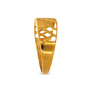 Linear Intent <b>Men's</b> Gold <b>Ring</b> 18K Solid Gold Geometric Lattice <b>Ring</b> Modern Openwork Statement Band <b>for</b> <b>Men</b> - Product Image 4