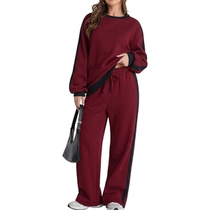Conjunto Deportivo Informal de Dos Piezas para Mujer, Chaqueta con Cierre y Pantalones Anchos, Lavado Ácido, Impermeable, Transpirable y Cómodo - Product Image 4