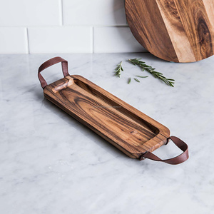 Plateau de service rectangulaire en bois d'acacia poli, de haute qualité, moderne, écologique, durable, commercial et personnalisé - Product Image 6