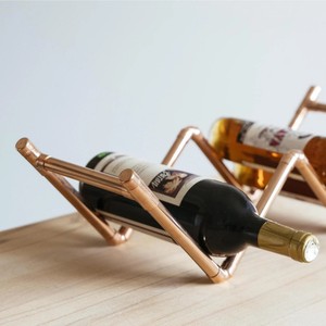 Super Selling Copper <b>Wine</b> Rack Foldable Metal Bottle Holder Minimalist Design for Home Bar Storage - Product Image 5