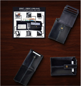 กระเป๋าสตางค์หนังผู้ชายแบบพับสองตอน ป้องกัน RFID ทนทาน หรูหรา ทำจากหนังแท้สำหรับผู้ชาย – กระเป๋าสตางค์ของขวัญระดับพรีเมียม - Product Image 2