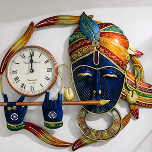 Krishna Murali Metal Quartz Hanging <b>Wall</b> <b>Clock</b> with Art Deco <b>Design</b> Battery Operated Wedding Gift - Product Image 1