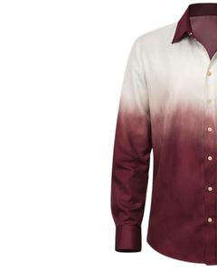 Camisa Formal para Hombre Color Borgoña Degradado, Algodón Premium, Manga Larga, Cierre de Botones, Estilo Casual Elegante, Fabricante OEM Personalizado, Suministro al por Mayor - Product Image 3