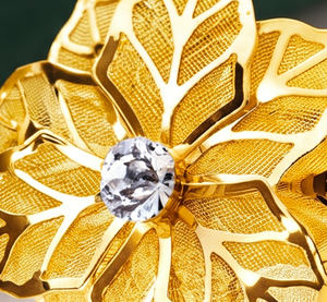 Ronds de serviette en métal doré avec centre diamanté, décoration de table élégante pour la salle à manger et la maison - Product Image 2