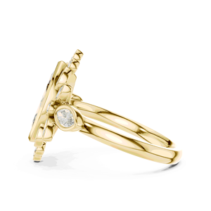 Anillo de Halo con Diamantes Cultivados en Laboratorio de 1.50 CTW en Oro Sólido de 18K con Detalles Florales de 0.61 CTW EF para Compromisos Elegantes - Product Image 2