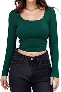 Slim Fit Scoop Neck Crop <b>Top</b> 100% Cotton Soft Breathable Fabric Casual Fashion Apparel Comfortable Fit - Product Image 3