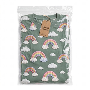 เสื้อยืดแขนสั้นพิมพ์ลายเมฆสีรุ้งลำลองสำหรับผู้หญิง คอกลม เสื้อฤดูร้อน ผ้าฝ้าย 100% ระบายอากาศได้ดี พิมพ์ลายตัวอักษร - Product Image 6