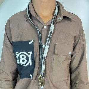 Personalized Custom Logo Hair On Cowhide Leather Neck Strap Lanyards Metal <b>Clips</b> for ID Cards <b>Badge</b> Real Leather Office Products - Product Image 4