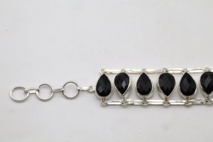 Black Spinel German Silver <b>Adjustable</b> <b>Bracelet</b> Natural Black Spinel Gemstone Cuff Handmade Fashion Jewelry - Product Image 2