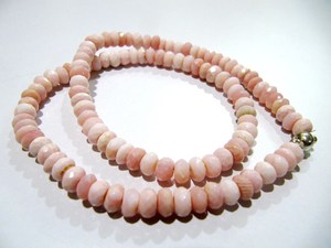 Natural Pink <b>Opal</b> Rondelle Faceted 6-7mm Color Beaded <b>Necklace</b> Magnetic Clasp - Product Image 5