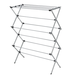 Elegante tendedero plegable de acero inoxidable con varios niveles para secar ropa en interiores, personalización disponible. - Product Image 2