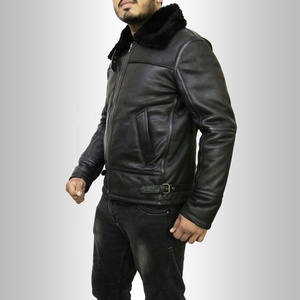 Men's Genuine Leather <b>Thin</b> Reversible Plus Size Winter <b>Jacket</b> with Zipper Closure - Product Image 1