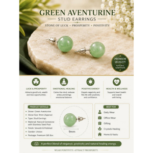 Pendientes de Bola de Aventurina Verde Natural al por Mayor, Ecológicos, Figuritas de Cristal, Joyería de Moda para Mujer, Gema Curativa - Product Image 2