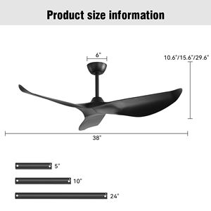 Nuovo Arrivo Ventilatore da Soffitto Nero da 38 Pollici con 5 Pale in ABS, Potente Motore DC, Funzione Timer 1/4/8H, Certificato ROHS per Uso in Soggiorno - Product Image 3