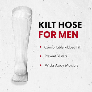 Chaussettes pour kilt les plus vendues, chaussettes écossaises traditionnelles pour kilt, design côtelé, s'ajustent jusqu'au bord du pantalon pour dissimuler les bas. - Product Image 2