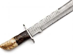 Handcrafted Patterned Steel Long-Profile <b>Craft</b> <b>Tool</b> Stag & Wood Handle Executive Display Piece - Product Image 4