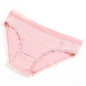 Braguitas de encaje de algodón transpirables y sexys para mujer, lencería diaria de punto tipo bikini de cintura alta con logo personalizado - Product Image 5