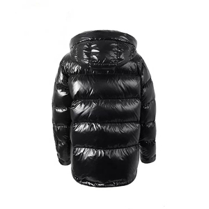 Veste d'hiver décontractée pour homme, noire, à capuche, rembourrée, coupe-vent, épaisse, fermeture éclair, coupe classique, couleur unie, tissu polyester - Product Image 2