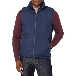 Classic <b>Navy</b> Blue Puffer Vest for <b>Men</b> Down Alternative Padded <b>Gilet</b> Sleeveless Quilted Jacket Body Warmer - Product Image 1