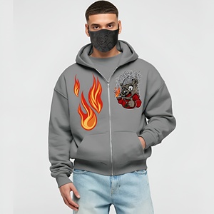 Sweat à capuche Street Flame Graphic Mask Style, design urbain audacieux avec imprimé accrocheur et coupe décontractée et confortable. - Product Image 1