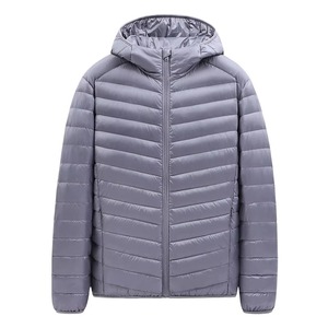 Athletic Lightweight White Hooded Duck Down <b>Jacket</b> for Mens Front Zipper up <b>Packable</b> Insulated Quilted Down Coat 6XL - Product Image 4