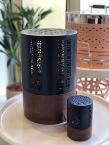 Brûleur d'encens Bakhoor moderne en métal noir, Mabkhara, brûleur de charbon d'oud avec base en bois, porte-encens décoratif arabe - Product Image 2